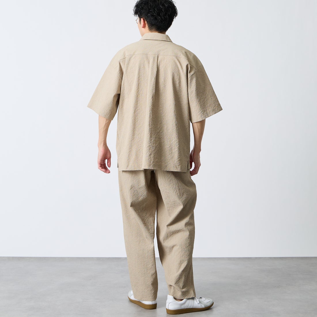 THOUSAND MILE [サウザンド マイル] 別注 ショートスリーブシャツ パンツセットアップ [TM261SS50841-JF] 23 BEIGE &&モデル身長：167cm 着用サイズ：L&&