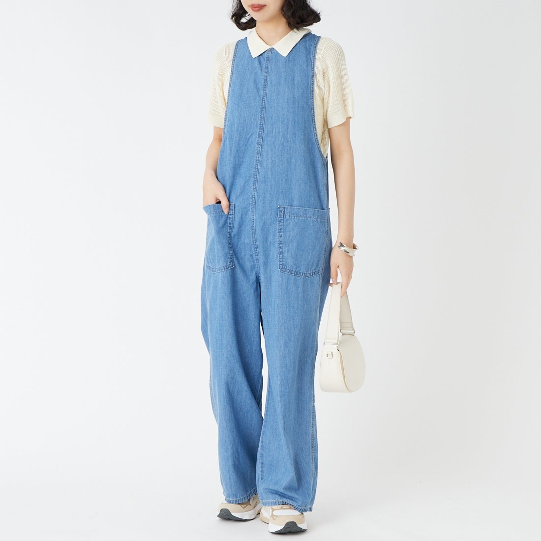 SOMETHING [サムシング] アメスリオールインワン [SN899] 2698 L.BLU &&モデル身長：162cm 着用サイズ：S&&