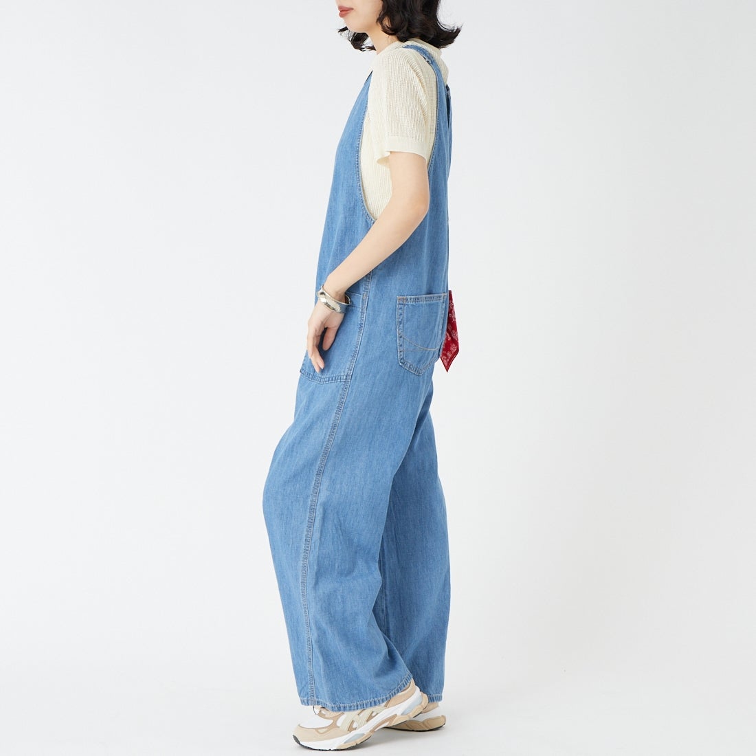 SOMETHING [サムシング] アメスリオールインワン [SN899] 2698 L.BLU &&モデル身長：162cm 着用サイズ：S&&