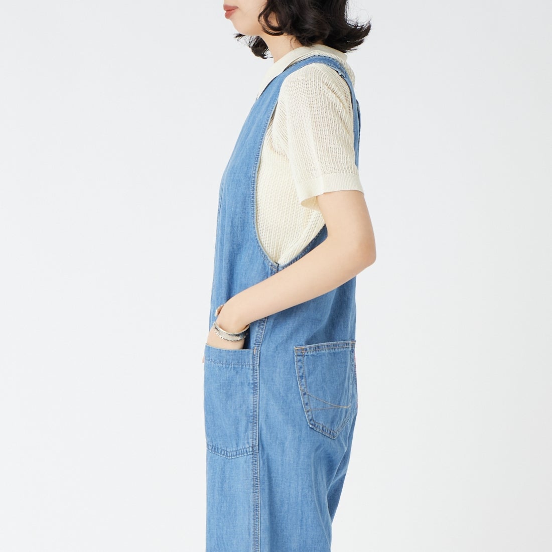 SOMETHING [サムシング] アメスリオールインワン [SN899] 2698 L.BLU &&モデル身長：162cm 着用サイズ：S&&