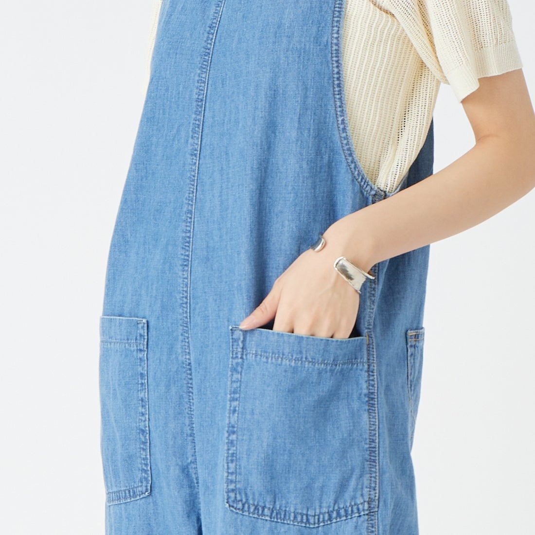 SOMETHING [サムシング] アメスリオールインワン [SN899] 2698 L.BLU &&モデル身長：162cm 着用サイズ：S&&