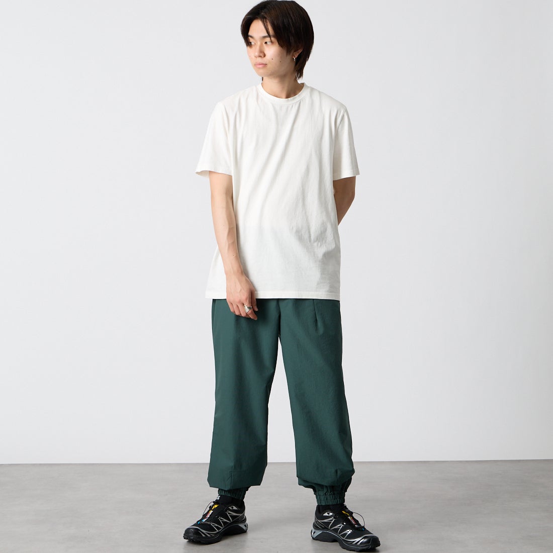 A.P.C. [アー・ペー・セー] バックプリントTシャツ [APC-PRINTEMPS-26] 91 BLANC C &&モデル身長：177cm 着用サイズ：M&&