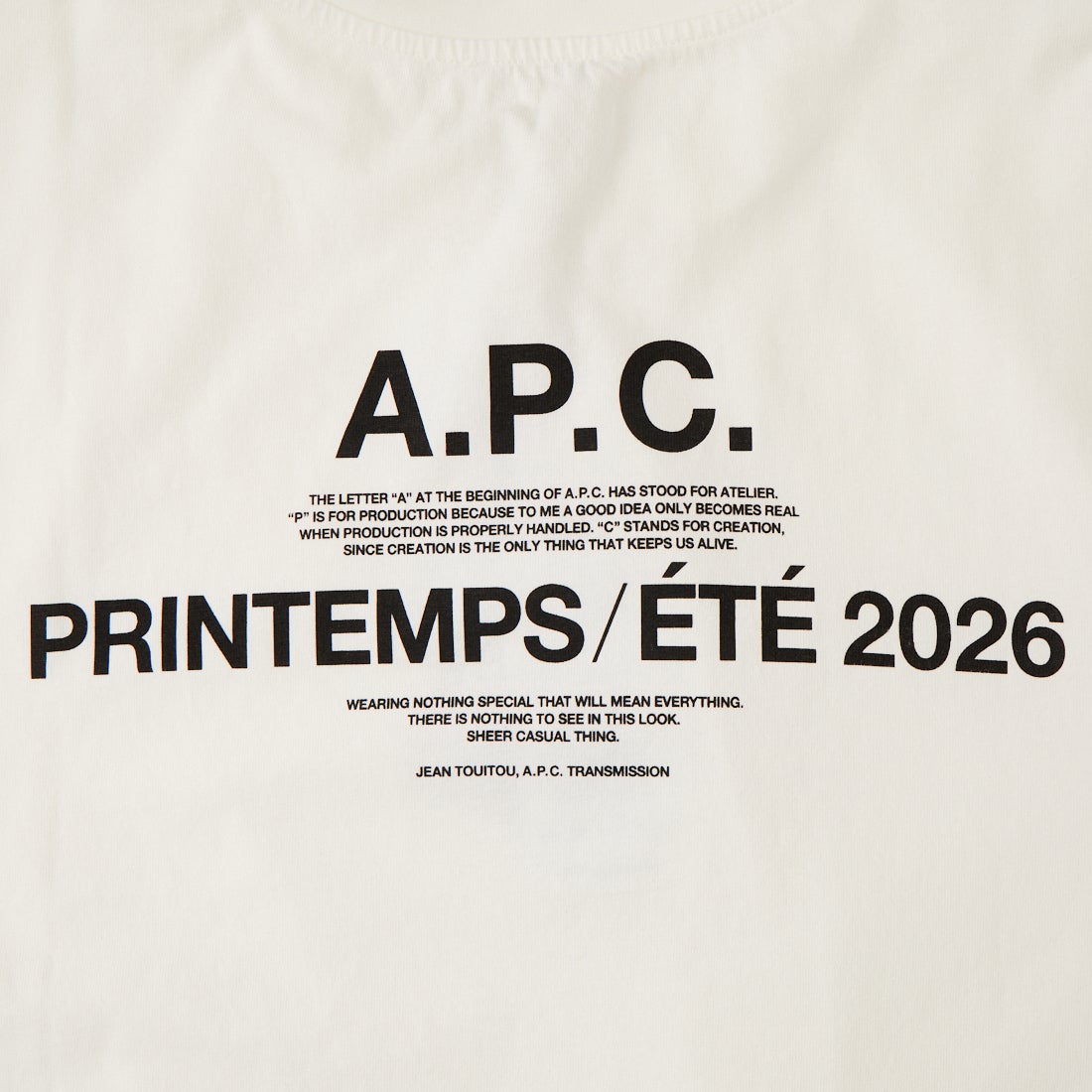 A.P.C. [アー・ペー・セー] バックプリントTシャツ [APC-PRINTEMPS-26] 91 BLANC C