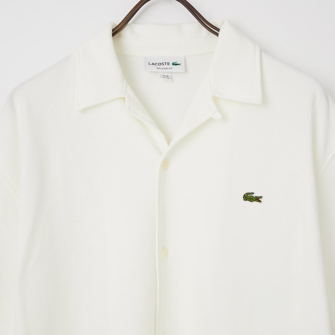 LACOSTE [ラコステ] 鹿の子地オープンカラーシャツ [CH2347] 001 WHITE