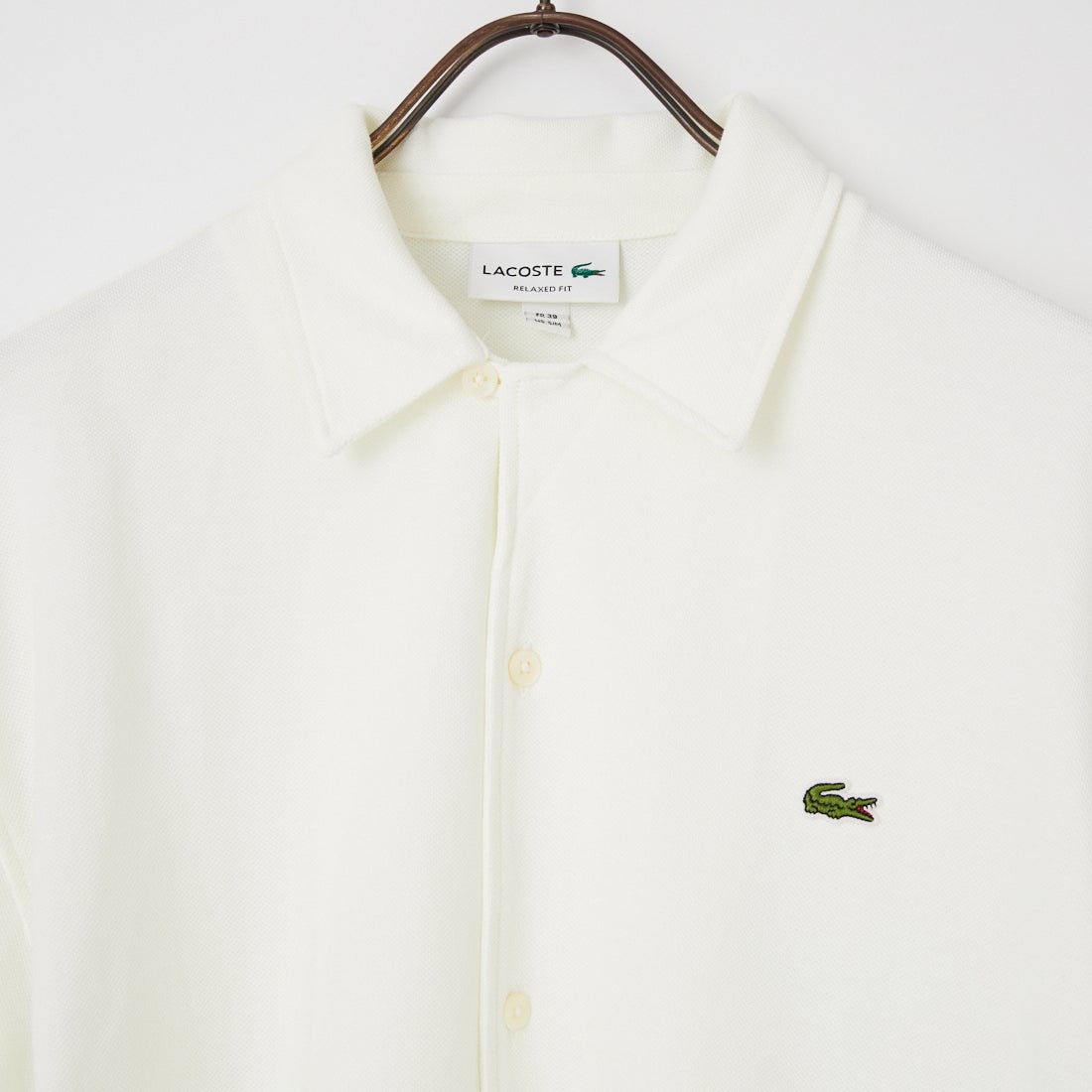 LACOSTE [ラコステ] 鹿の子地オープンカラーシャツ [CH2347] 001 WHITE
