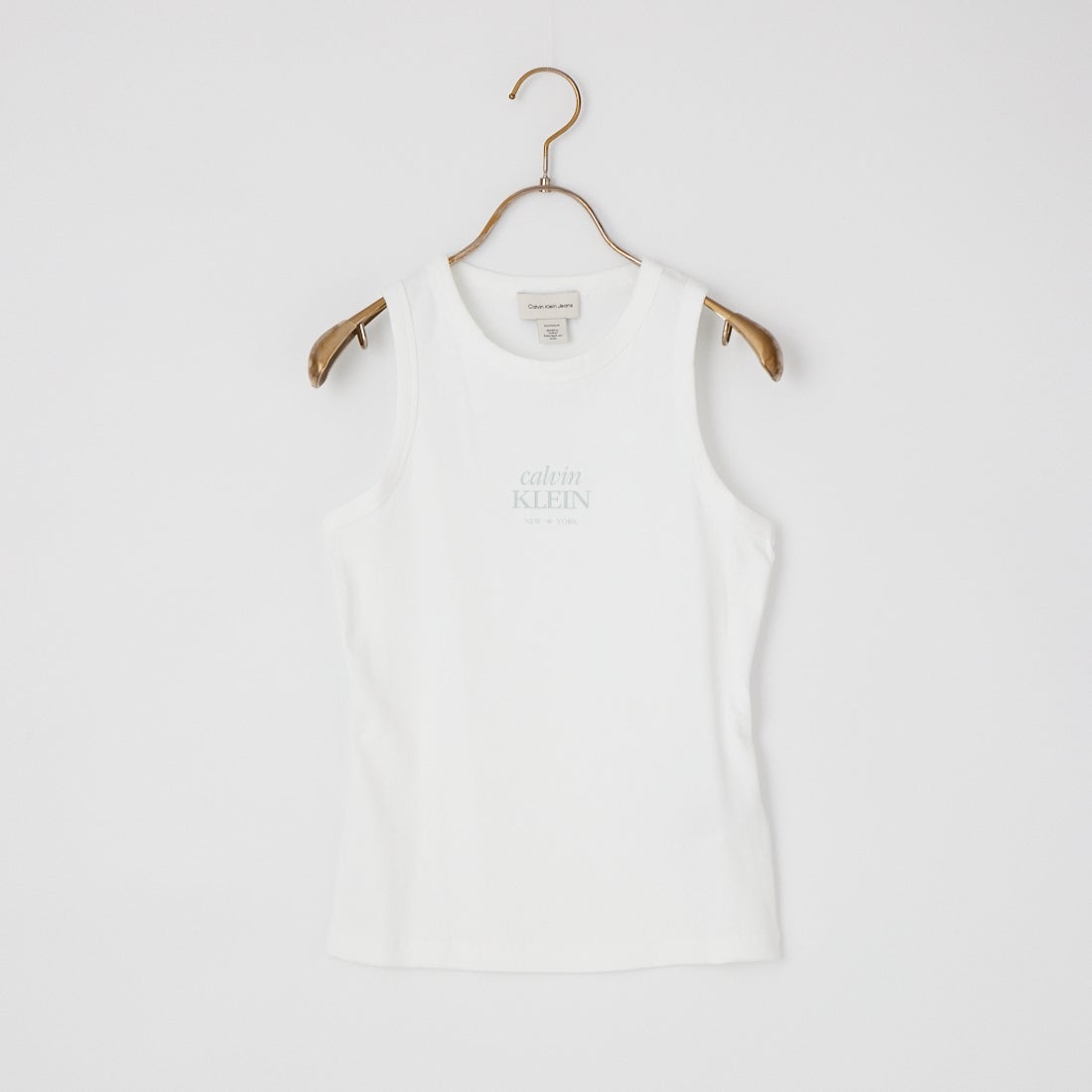 Calvin Klein [カルバンクライン] 2×2リブ ロゴクルーネックタンクトップ [47F239G] YAF