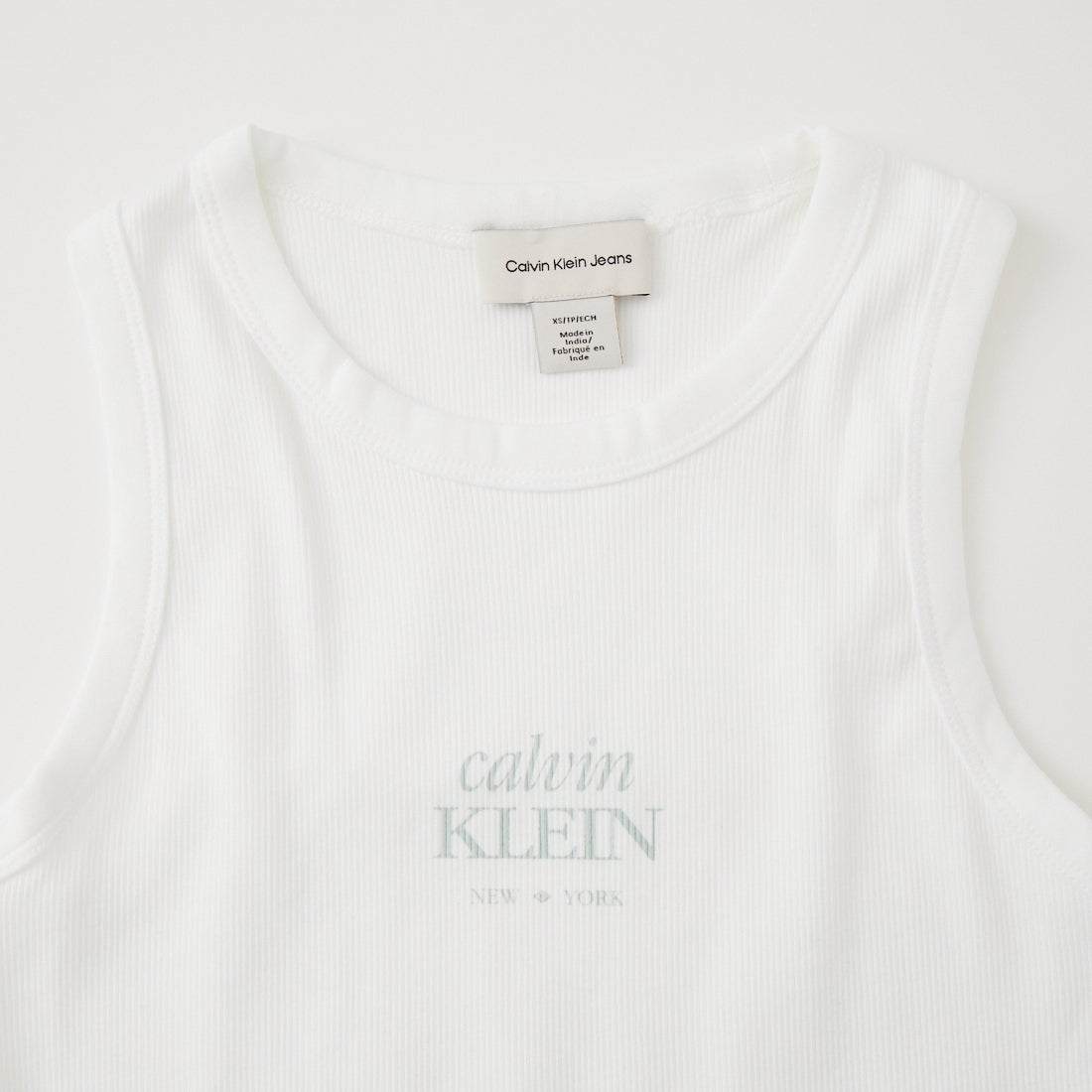Calvin Klein [カルバンクライン] 2×2リブ ロゴクルーネックタンクトップ [47F239G] YAF
