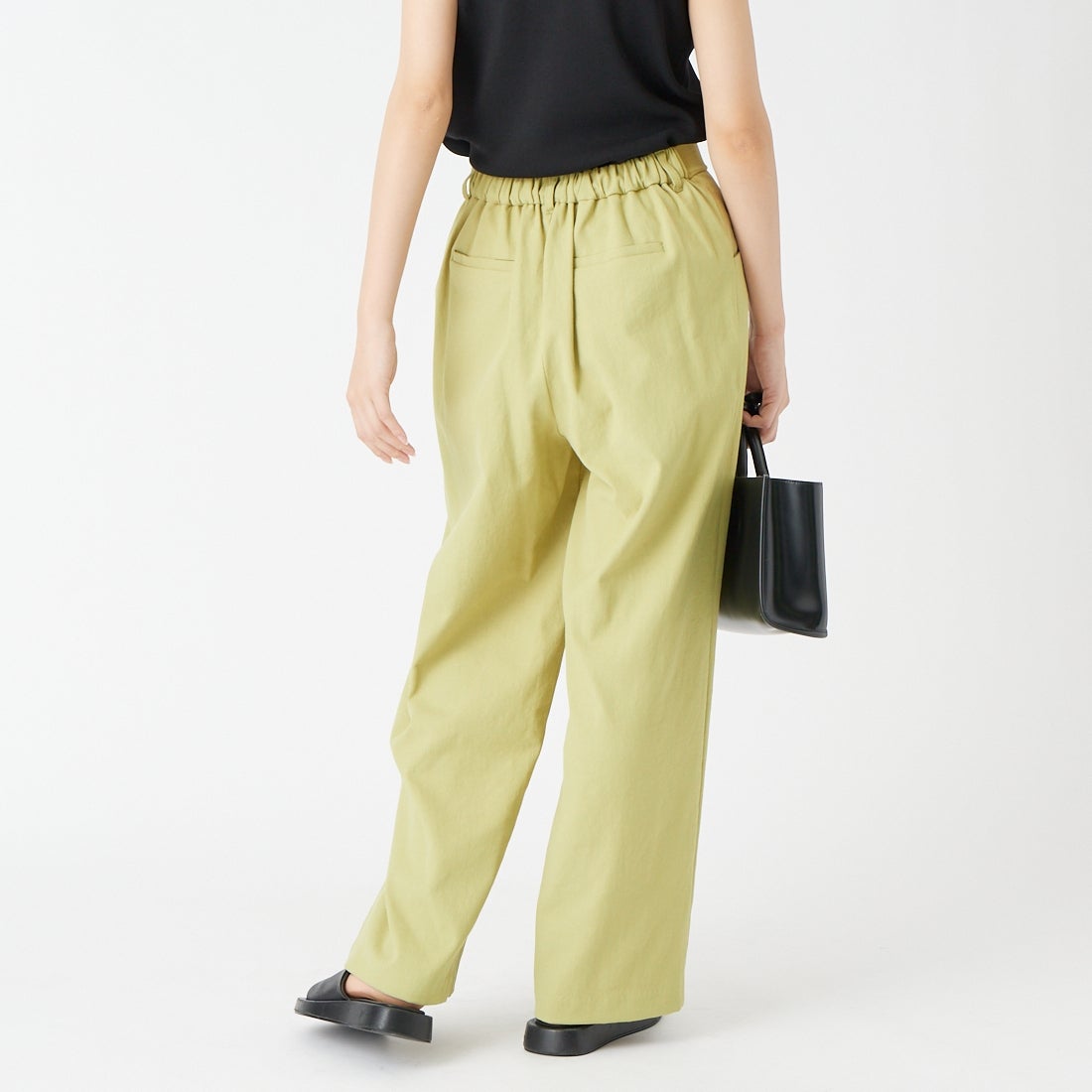 Jeans Factory Clothes [ジーンズファクトリークローズ] シェルタリングドライイージーワイドパンツ [21268056] 060 Lｸﾞﾘｰﾝ &&モデル身長：162cm 着用サイズ：36&&