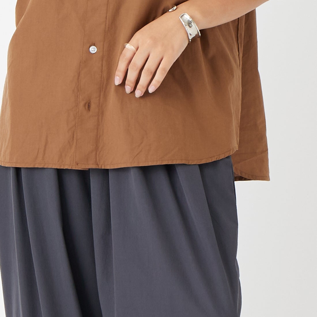 Jeans Factory Clothes [ジーンズファクトリークローズ] ショートスリーブ メンズライクビッグシャツ [IN8-SH-6] 219 BROWN