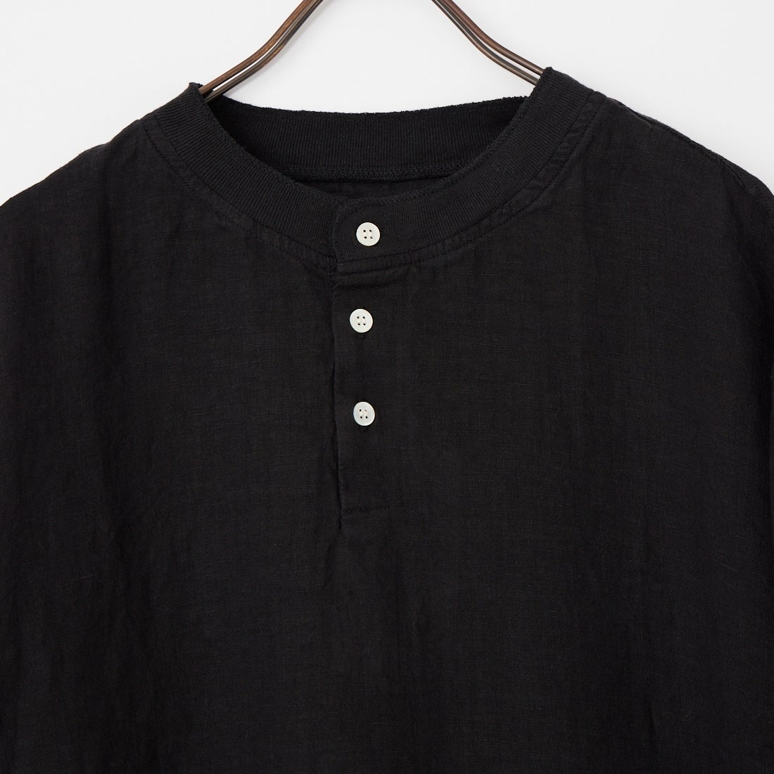 have a good day [ハブアグッドデイ] リネンヘンリーショートスリーブTシャツ [HGD-377] BLACK