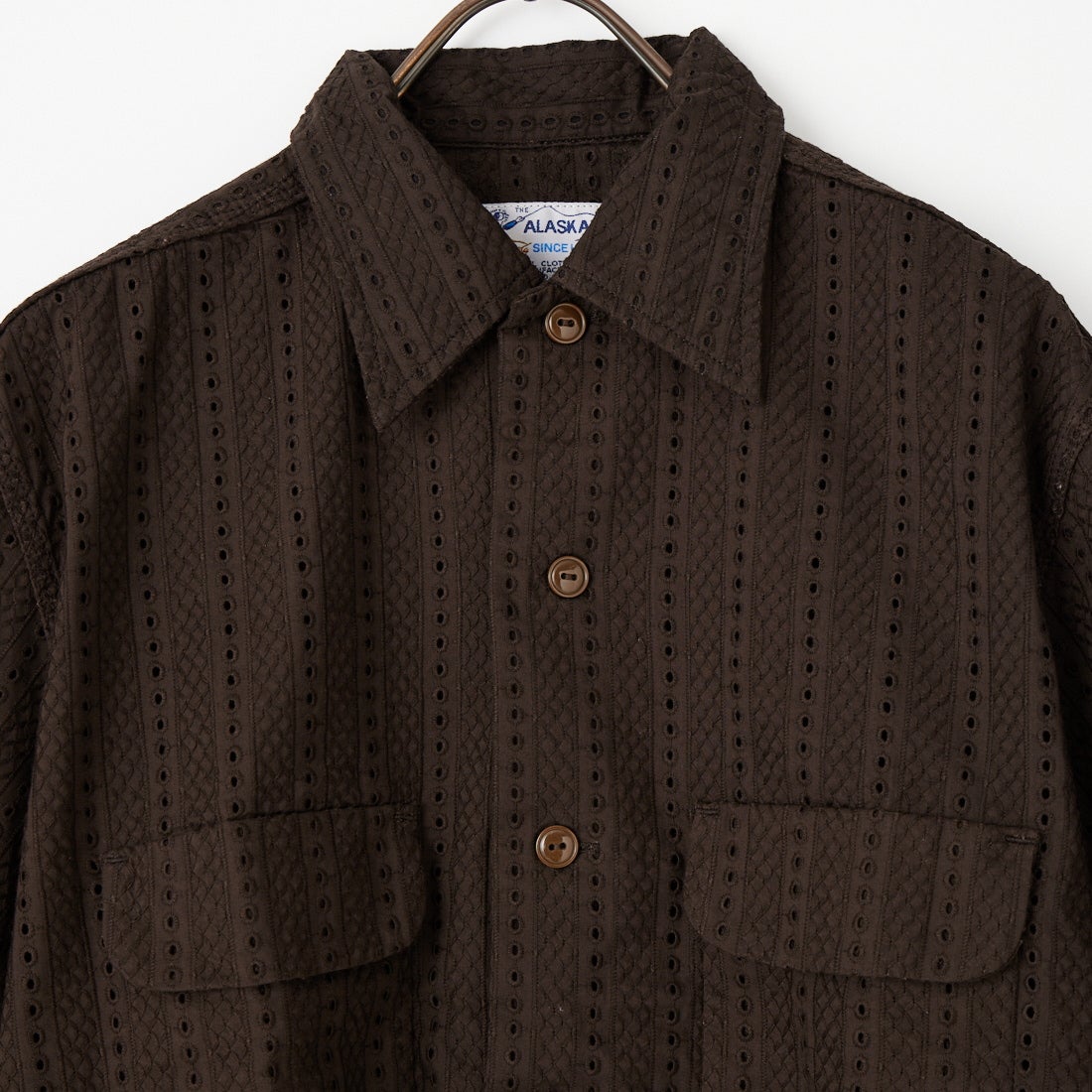 THE ALASKAN [アラスカン] ハコバ刺繍オープンカラーシャツ [AL261HS16011] 29 BROWN