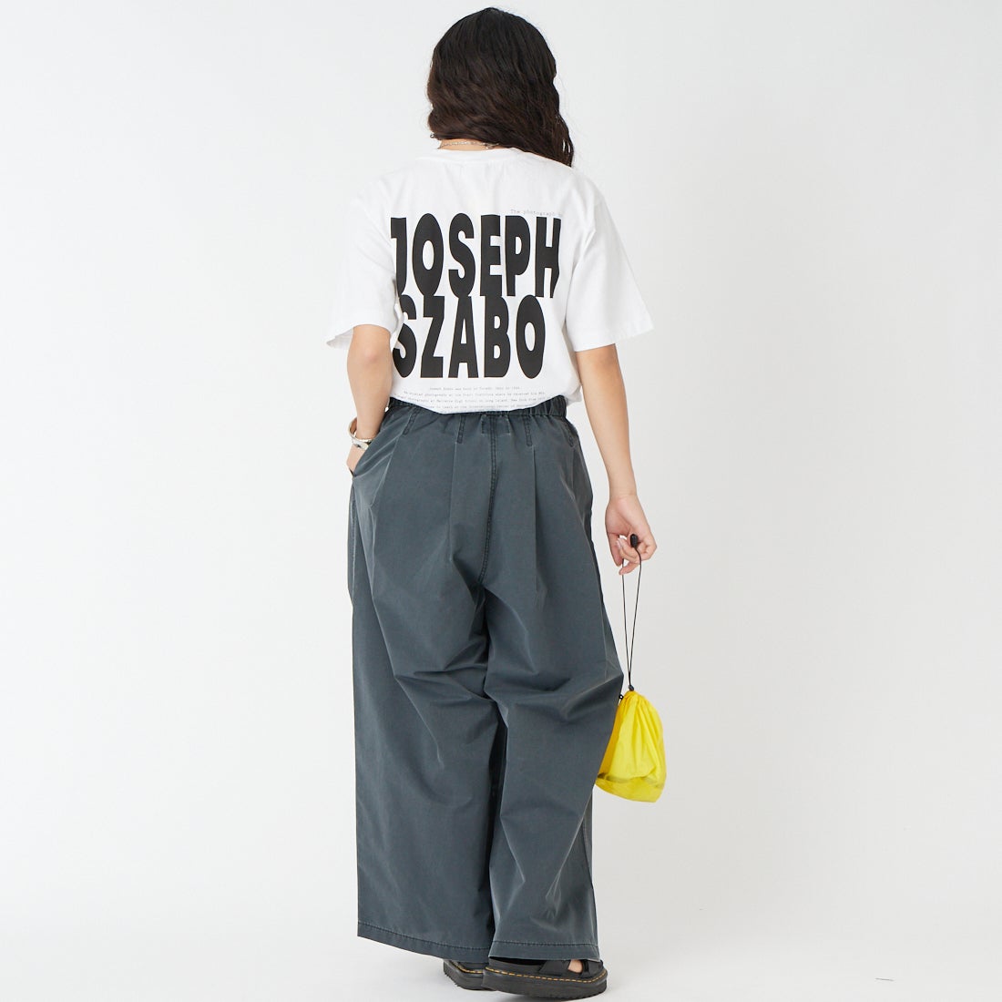 KIFFE [キッフェ] ギャザーワイドパンツ [KF261PD00062] 09 BLACK &&モデル身長：162cm 着用サイズ：F&&