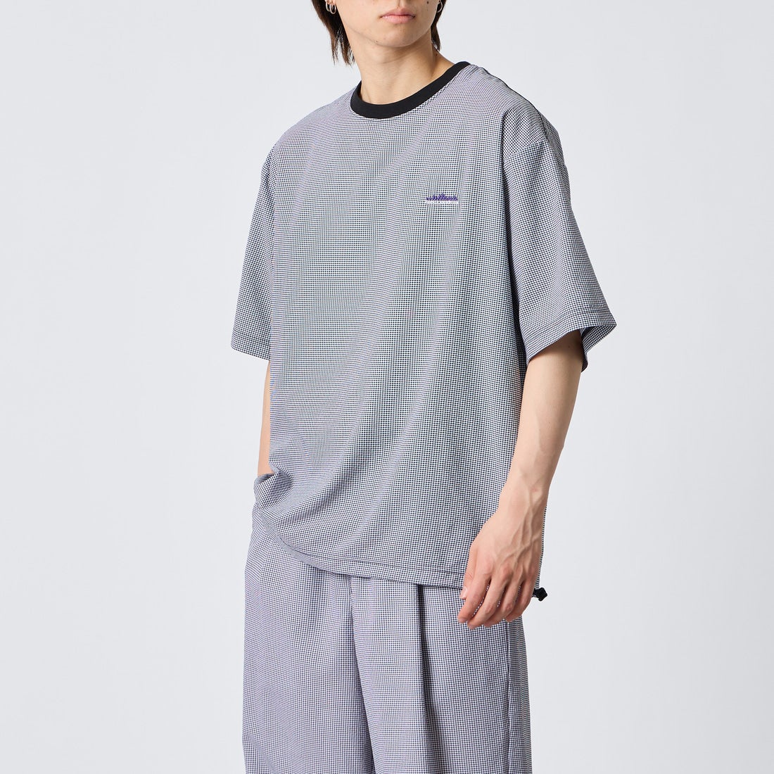 THOUSAND MILE [サウザンド マイル] 別注 チェックショートスリーブTシャツ パンツセットアップ [TM261CK50851-JF] 91 BLK CK &&モデル身長：177cm 着用サイズ：L&&