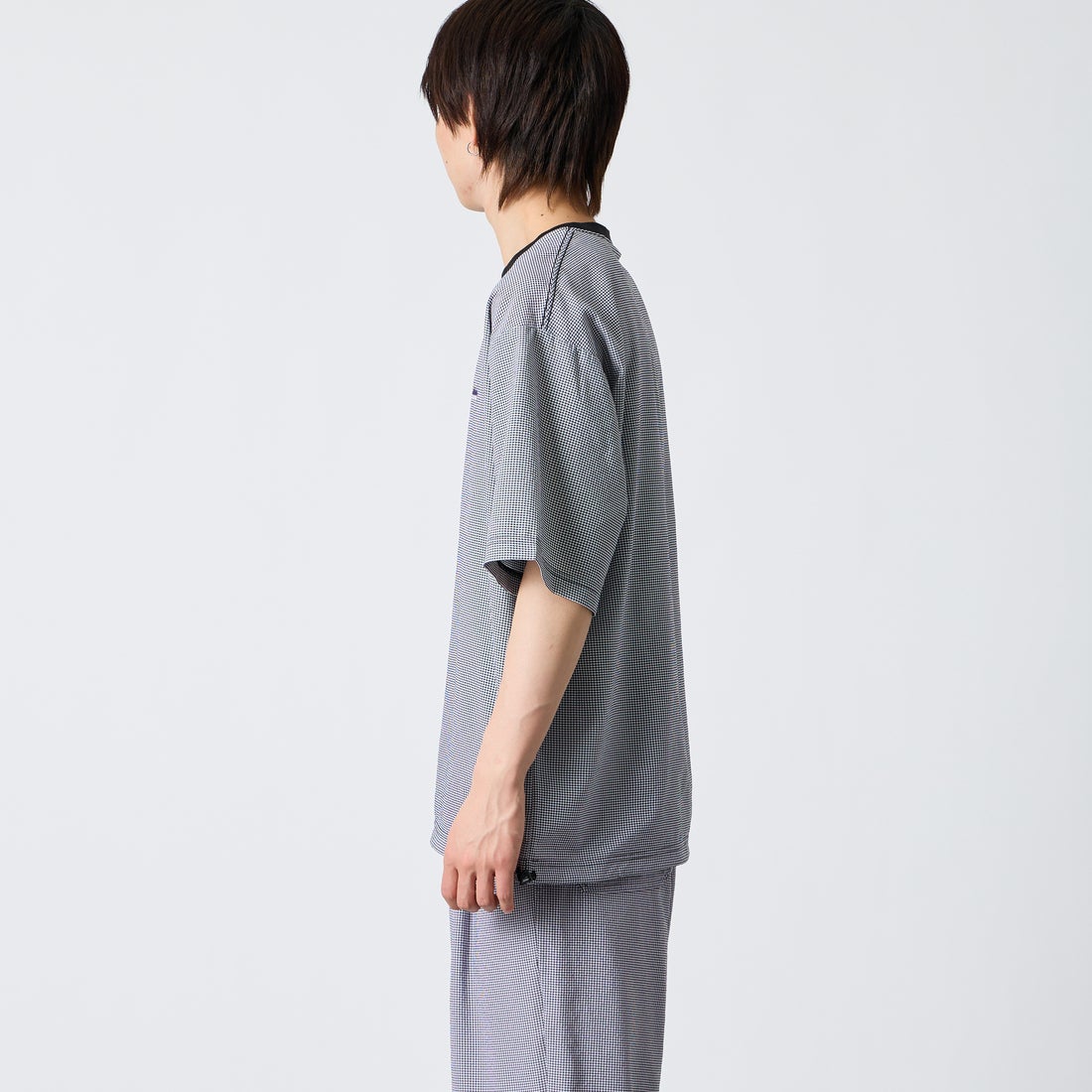 THOUSAND MILE [サウザンド マイル] 別注 チェックショートスリーブTシャツ パンツセットアップ [TM261CK50851-JF] 91 BLK CK &&モデル身長：177cm 着用サイズ：L&&