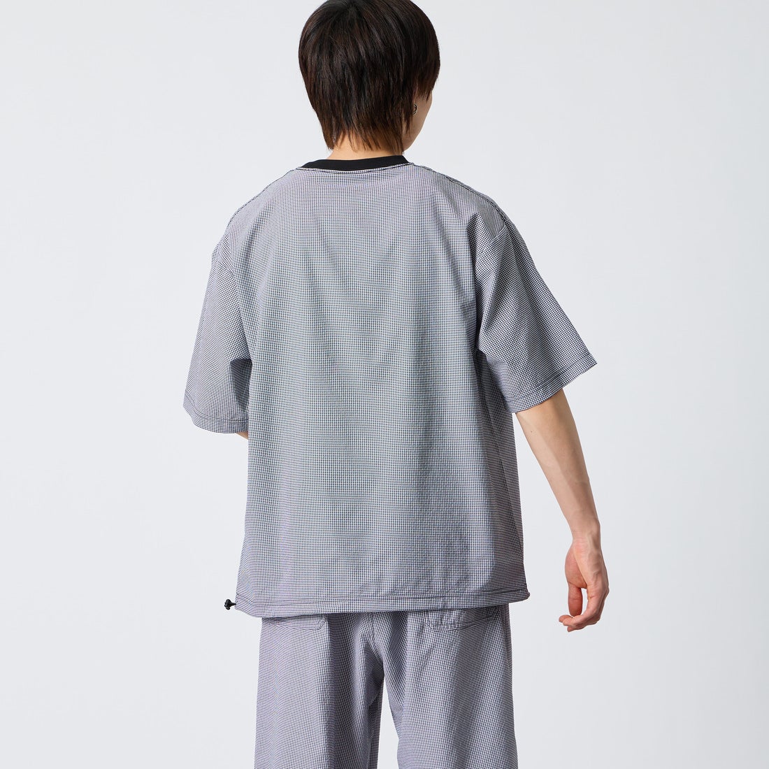 THOUSAND MILE [サウザンド マイル] 別注 チェックショートスリーブTシャツ パンツセットアップ [TM261CK50851-JF] 91 BLK CK &&モデル身長：177cm 着用サイズ：L&&