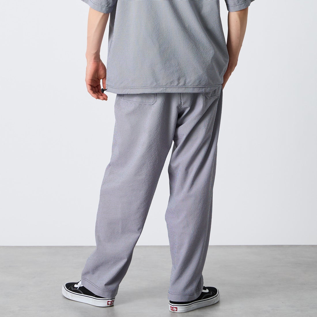 THOUSAND MILE [サウザンド マイル] 別注 チェックショートスリーブTシャツ パンツセットアップ [TM261CK50851-JF] 91 BLK CK &&モデル身長：177cm 着用サイズ：L&&