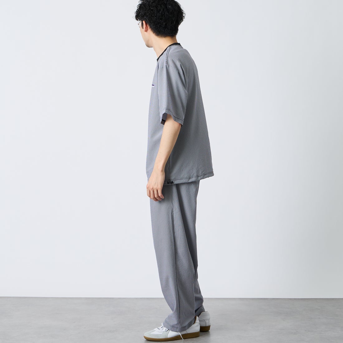 THOUSAND MILE [サウザンド マイル] 別注 チェックショートスリーブTシャツ パンツセットアップ [TM261CK50851-JF] 91 BLK CK &&モデル身長：168cm 着用サイズ：M&&