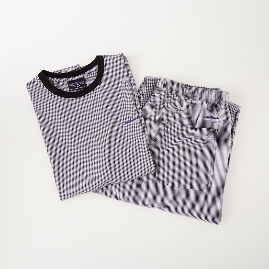 THOUSAND MILE [サウザンド マイル] 別注 チェックショートスリーブTシャツ パンツセットアップ [TM261CK50851-JF] 91 BLK CK