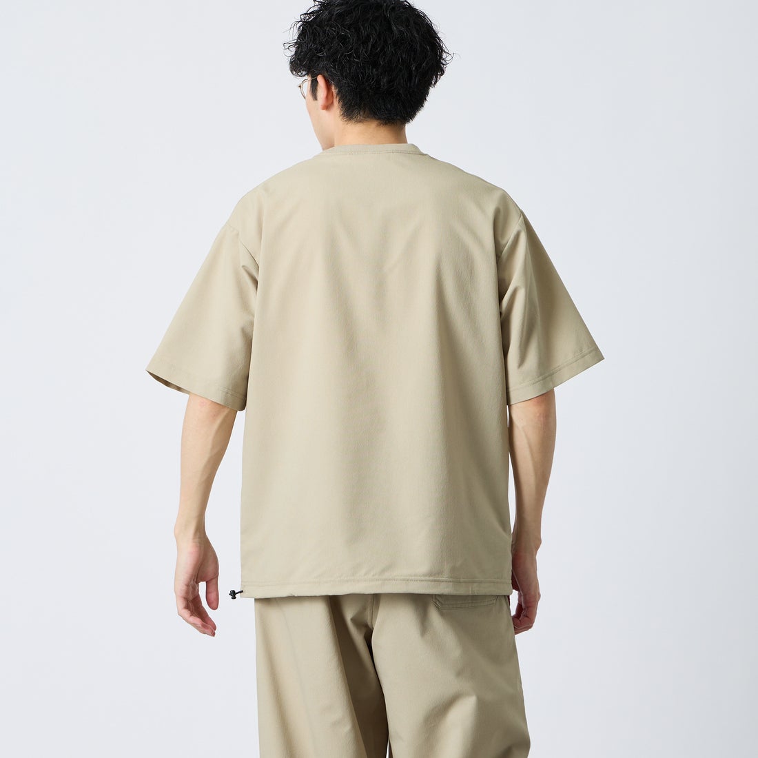 THOUSAND MILE [サウザンド マイル] 別注 ショートスリーブTシャツ パンツセットアップ [TM261HA50851-JF] 15 GREIGE &&モデル身長：168cm 着用サイズ：M&&