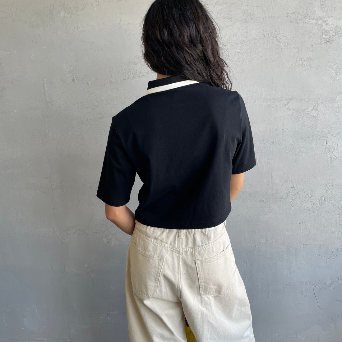 FRED PERRY [フレッドペリー] ボールドティップラインポロシャツ [G2182] 102 BLACK &&モデル身長：162cm 着用サイズ：10&&