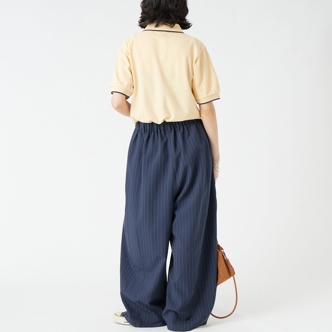 THE FOX [ザフォックス] 別注 ワンポイントロゴ ティップラインポロシャツ [JFU26SS-09-JF] ECRU &&モデル身長：162cm 着用サイズ：S&&