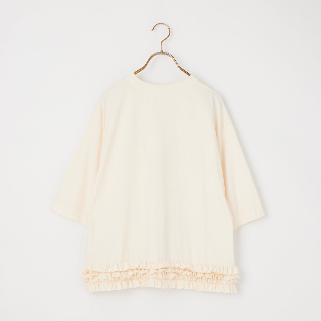 ESTROISLOSE [エストゥロワルーズ] インディゴ天竺×ピグメントダイ 裾フリルTシャツ [EC26203] 04 IVORY