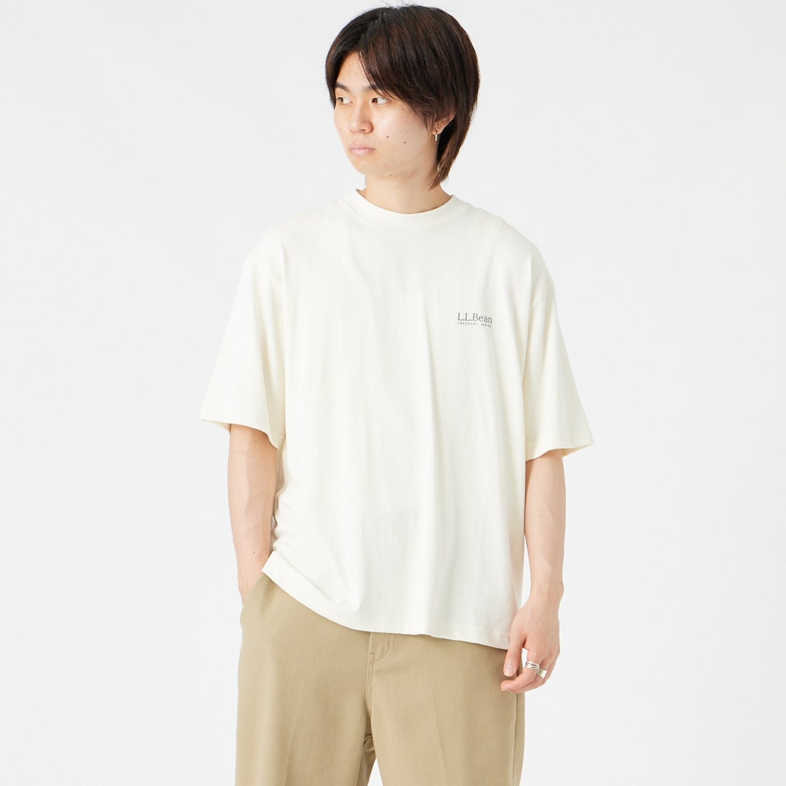 L.L.BEAN [エルエルビーン] モリルバックカタディン ショートスリーブTシャツ [6275-4043] 09 OFF WHT &&モデル身長：177cm 着用サイズ：M&&