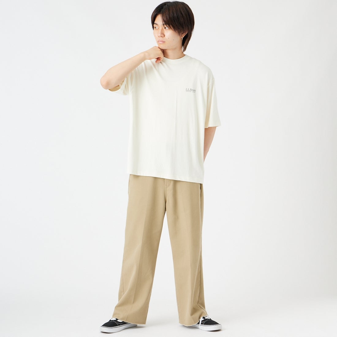 L.L.BEAN [エルエルビーン] モリルバックカタディン ショートスリーブTシャツ [6275-4043] 09 OFF WHT &&モデル身長：177cm 着用サイズ：M&&