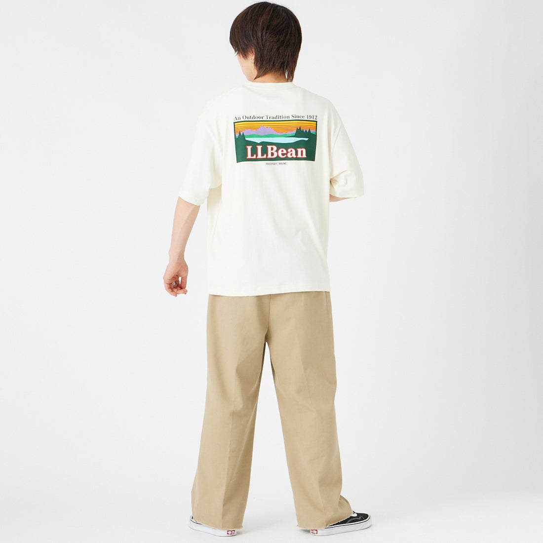 L.L.BEAN [エルエルビーン] モリルバックカタディン ショートスリーブTシャツ [6275-4043] 09 OFF WHT &&モデル身長：177cm 着用サイズ：M&&