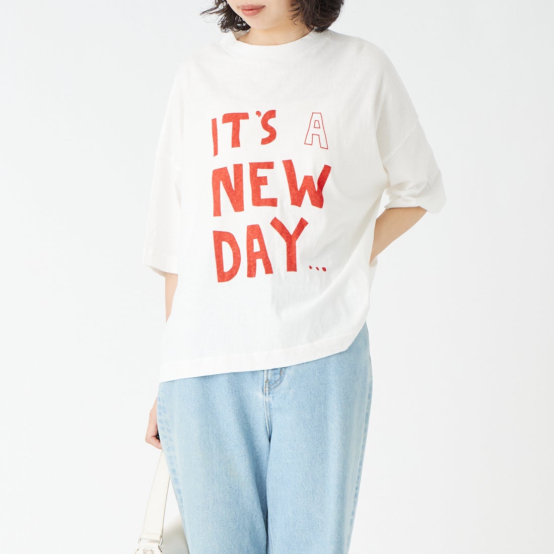 tumugu: [ツムグ] ラフィ天竺 プリントTシャツ [TC26203] 02 OFF &&モデル身長：162cm 着用サイズ：F&&