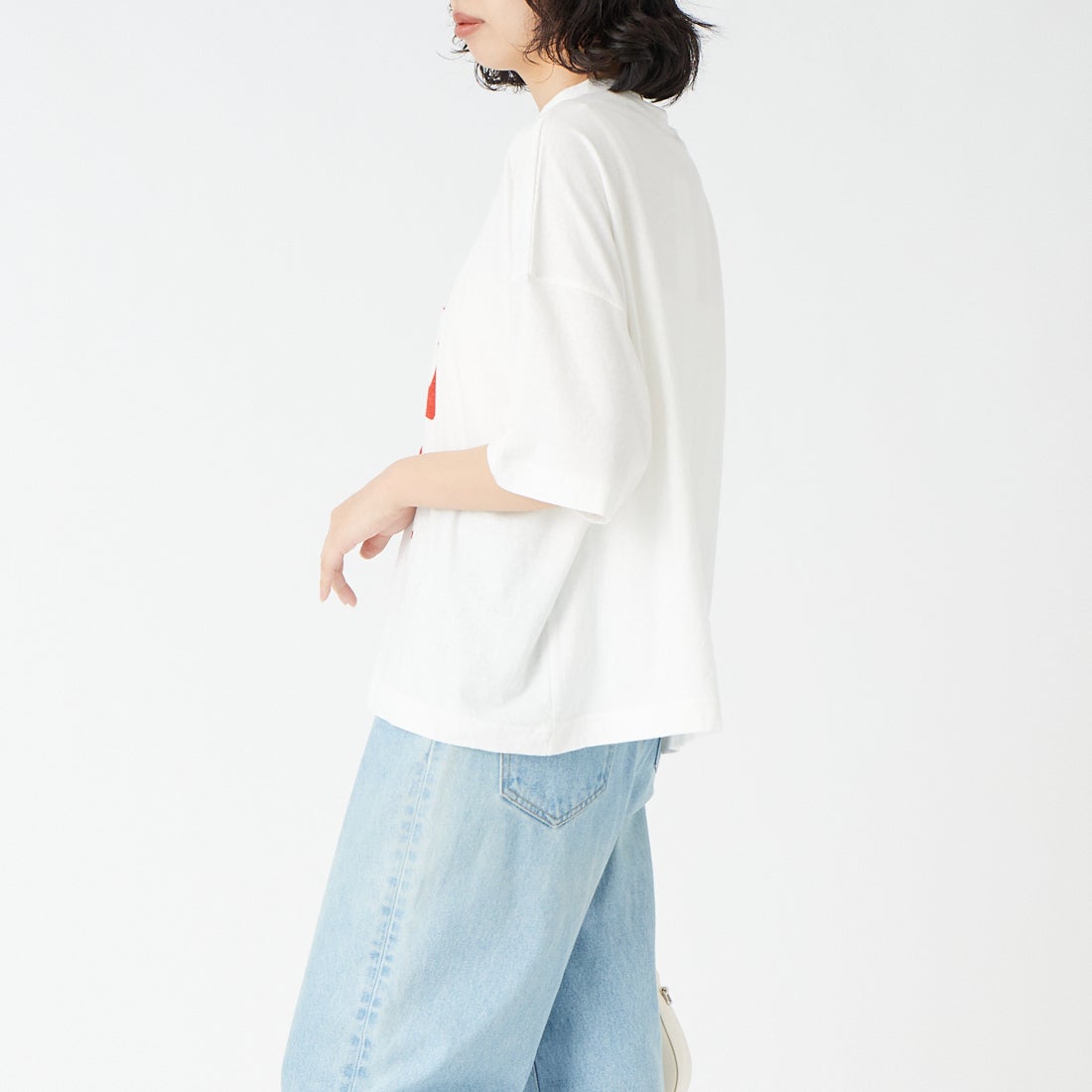 tumugu: [ツムグ] ラフィ天竺 プリントTシャツ [TC26203] 02 OFF &&モデル身長：162cm 着用サイズ：F&&