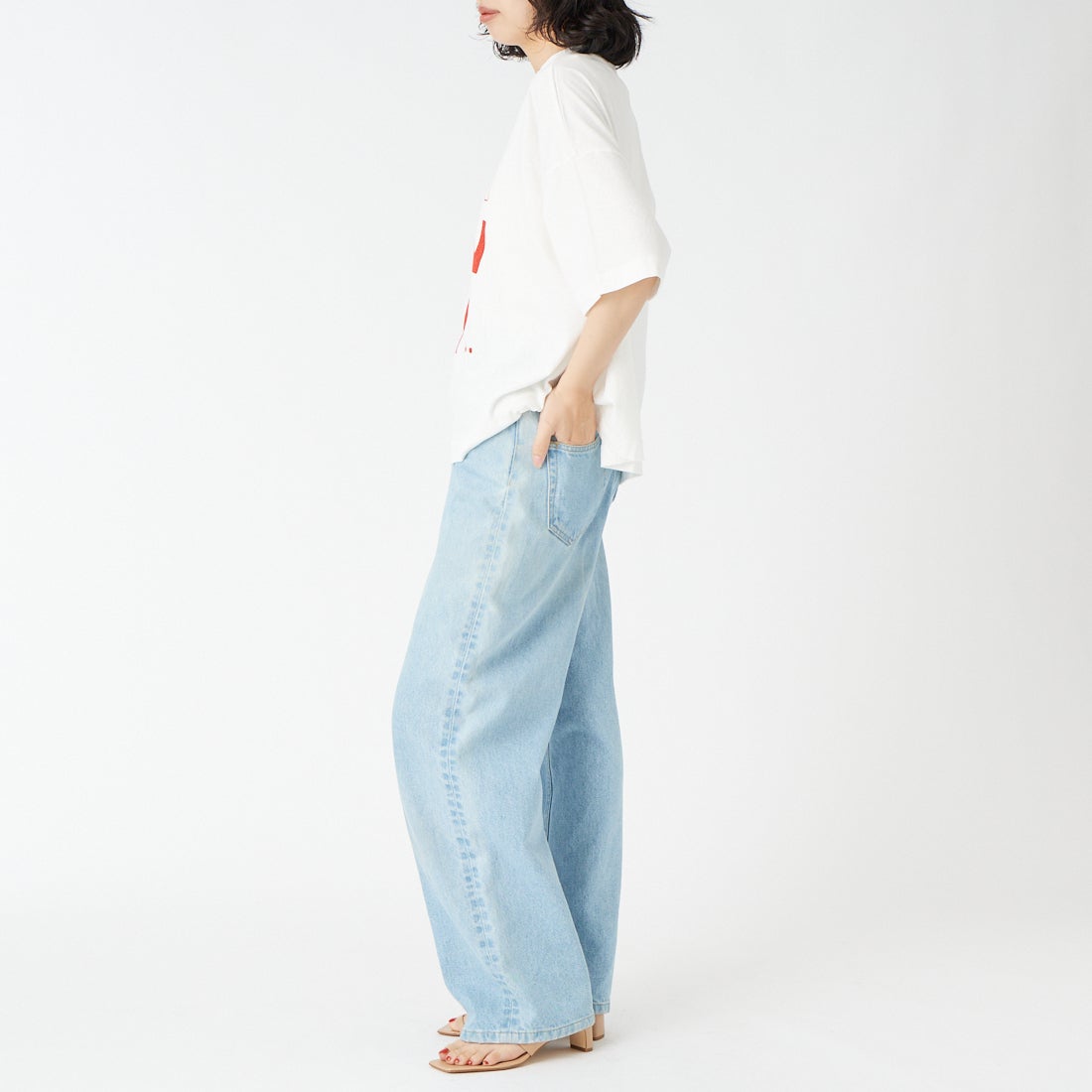 tumugu: [ツムグ] ラフィ天竺 プリントTシャツ [TC26203] 02 OFF &&モデル身長：162cm 着用サイズ：F&&