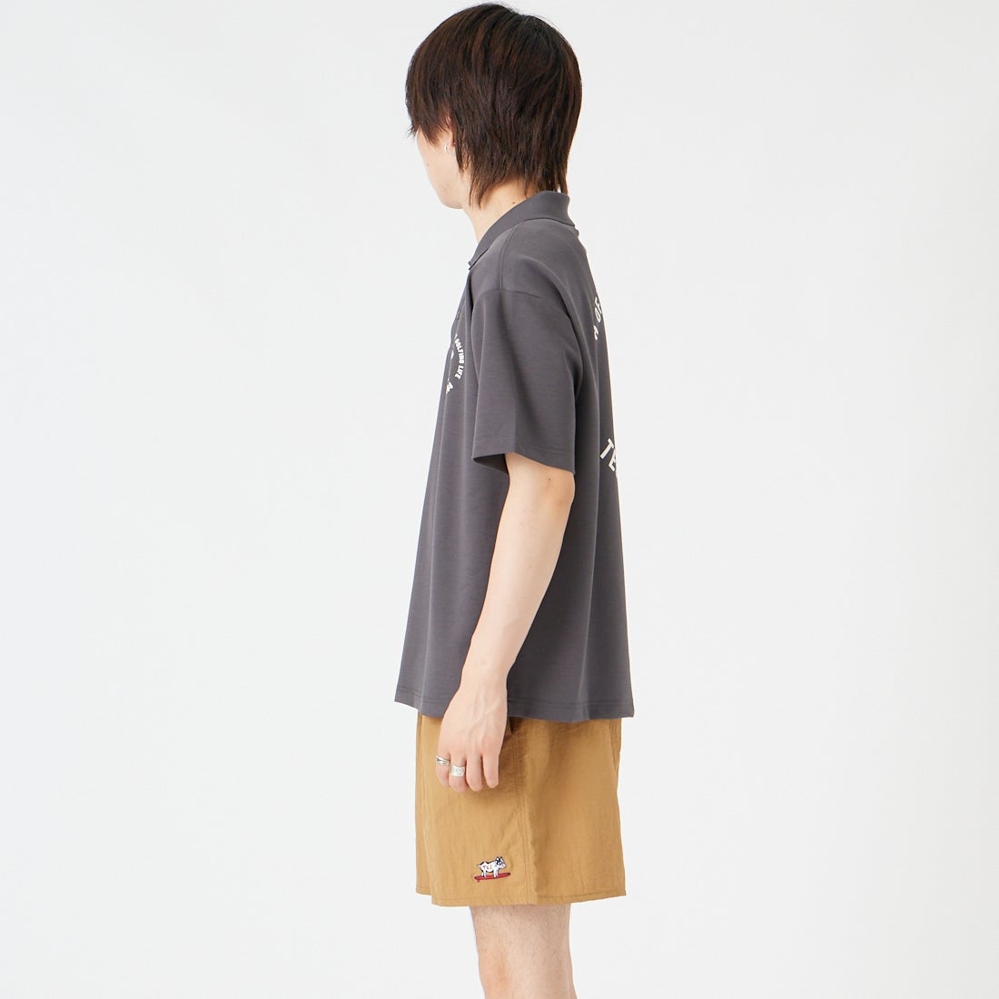The Endless Summer [エンドレスサマー] BUHI GOLFER ビッグシルエットポロシャツ [G-26574313] 02 CHARCOA &&モデル身長：177cm 着用サイズ：M&&