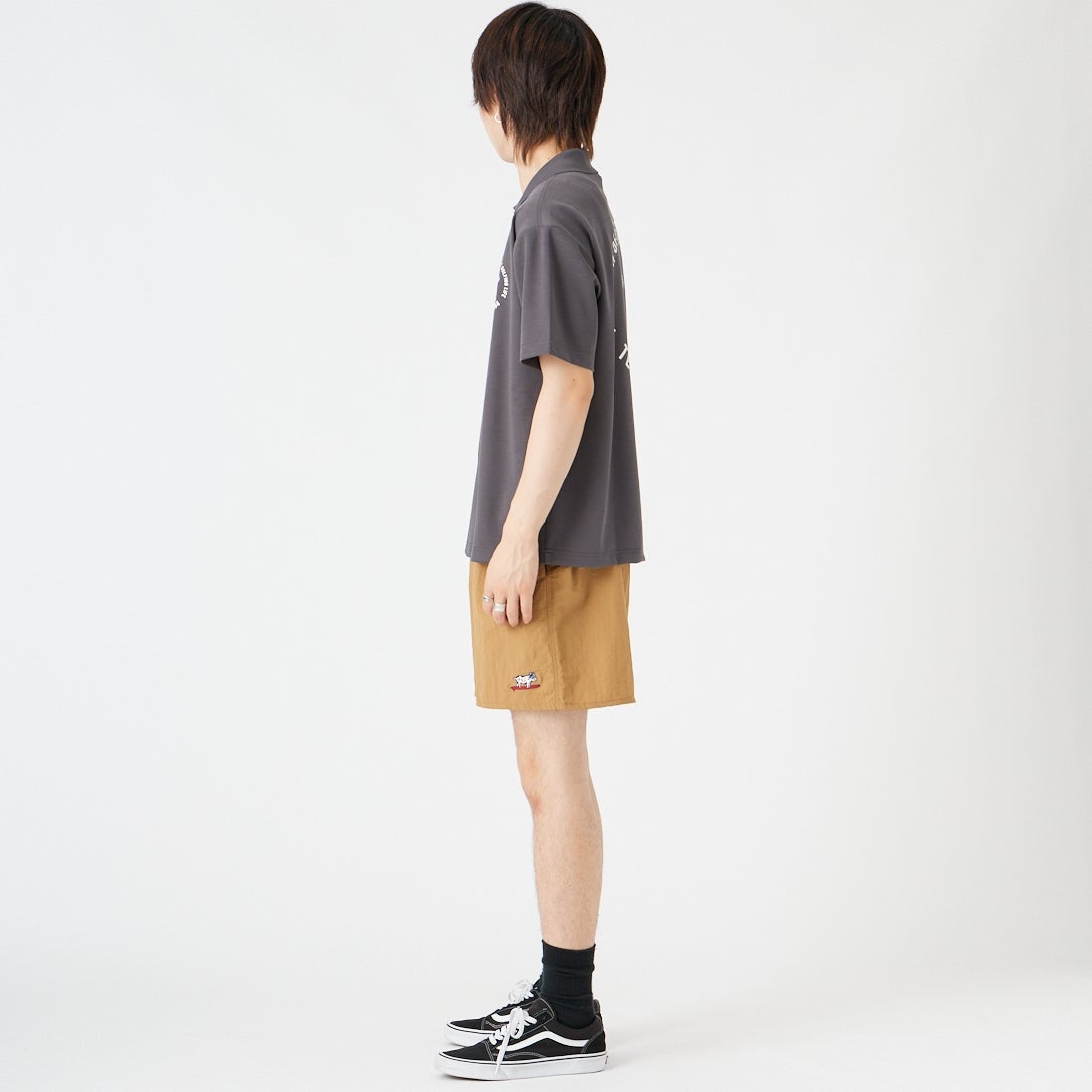 The Endless Summer [エンドレスサマー] BUHI GOLFER ビッグシルエットポロシャツ [G-26574313] 02 CHARCOA &&モデル身長：177cm 着用サイズ：M&&