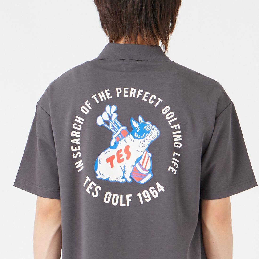 The Endless Summer [エンドレスサマー] BUHI GOLFER ビッグシルエットポロシャツ [G-26574313] 02 CHARCOA &&モデル身長：177cm 着用サイズ：M&&