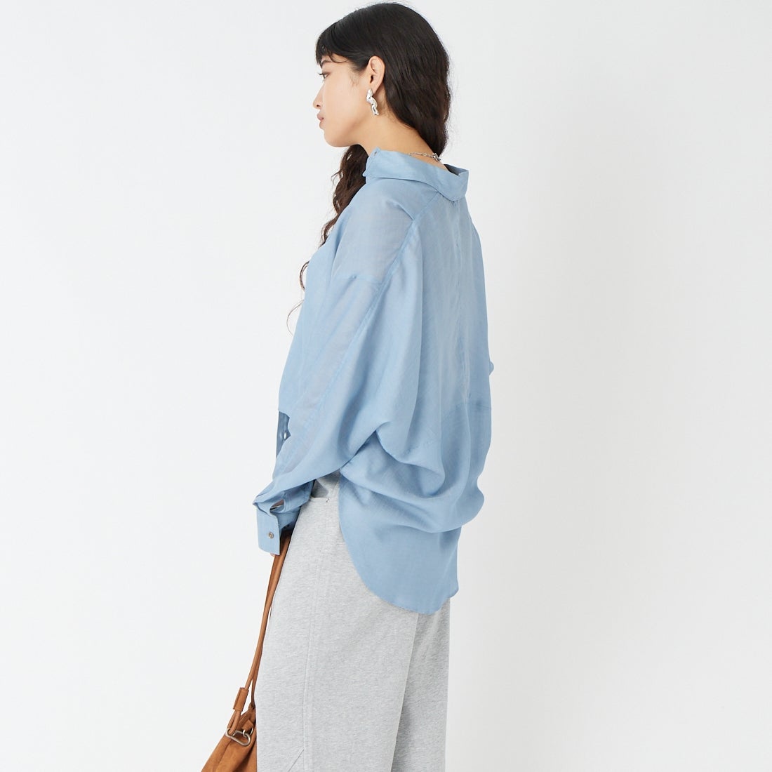 Jeans Factory Clothes [ジーンズファクトリークローズ] シアーデニムシャツ [25BL-191] ﾌﾞﾙｰ &&モデル身長：162cm 着用サイズ：F&&