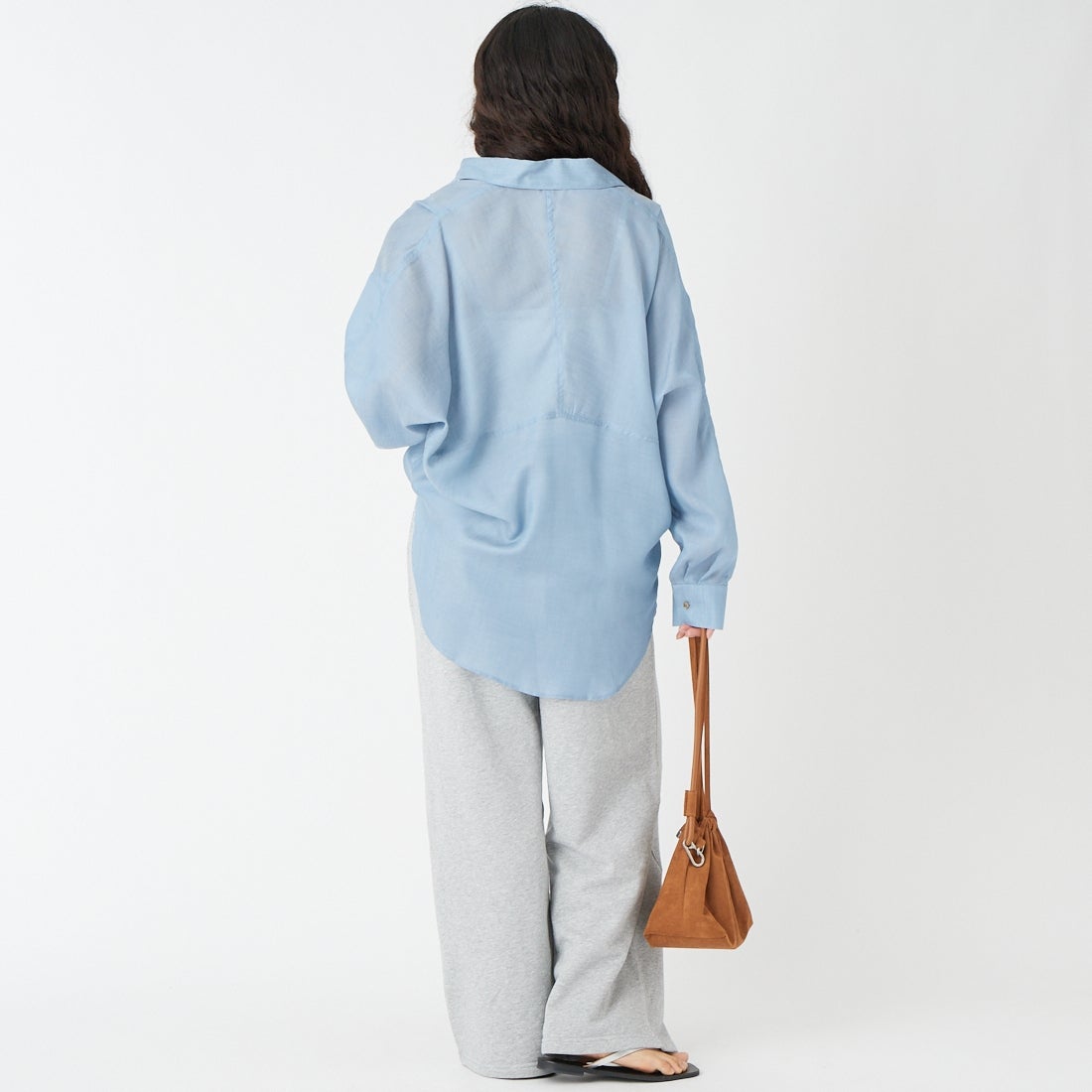 Jeans Factory Clothes [ジーンズファクトリークローズ] シアーデニムシャツ [25BL-191] ﾌﾞﾙｰ &&モデル身長：162cm 着用サイズ：F&&
