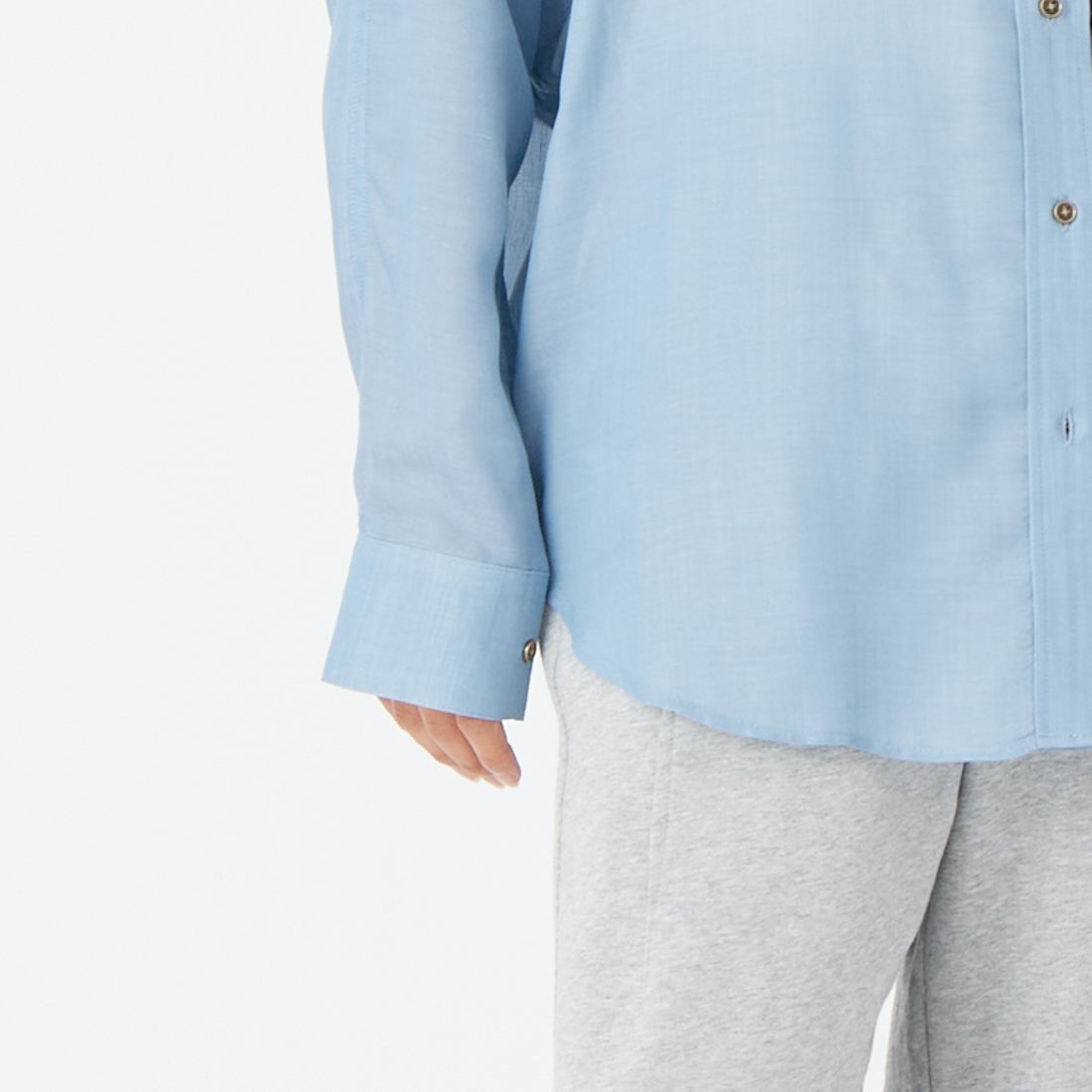 Jeans Factory Clothes [ジーンズファクトリークローズ] シアーデニムシャツ [25BL-191] ﾌﾞﾙｰ &&モデル身長：162cm 着用サイズ：F&&