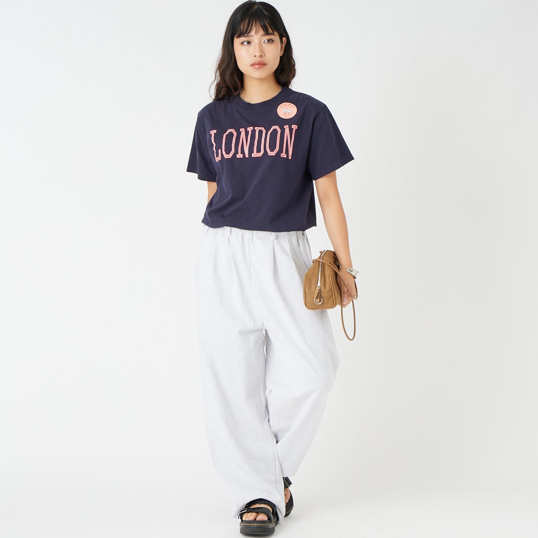 Jeans Factory Clothes [ジーンズファクトリークローズ] 16/2 タックスウェットパンツ [2621-418IN] ASH &&モデル身長：162cm 着用サイズ：S&&