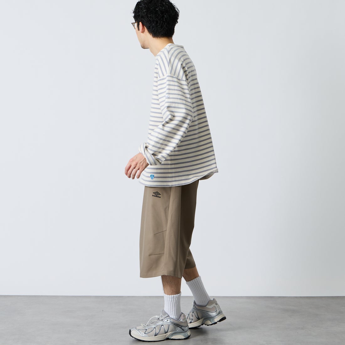 UMBRO [アンブロ] 別注 ワンポイント刺繍ロゴ バギーショートパンツ [17026S-PT01NK-JF] BEIGE