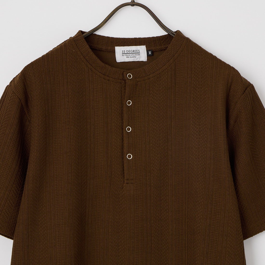 33Degrees [サーティスリーディグリーズ] ランダムテレコヘンリーネックTシャツ [726408] BROWN