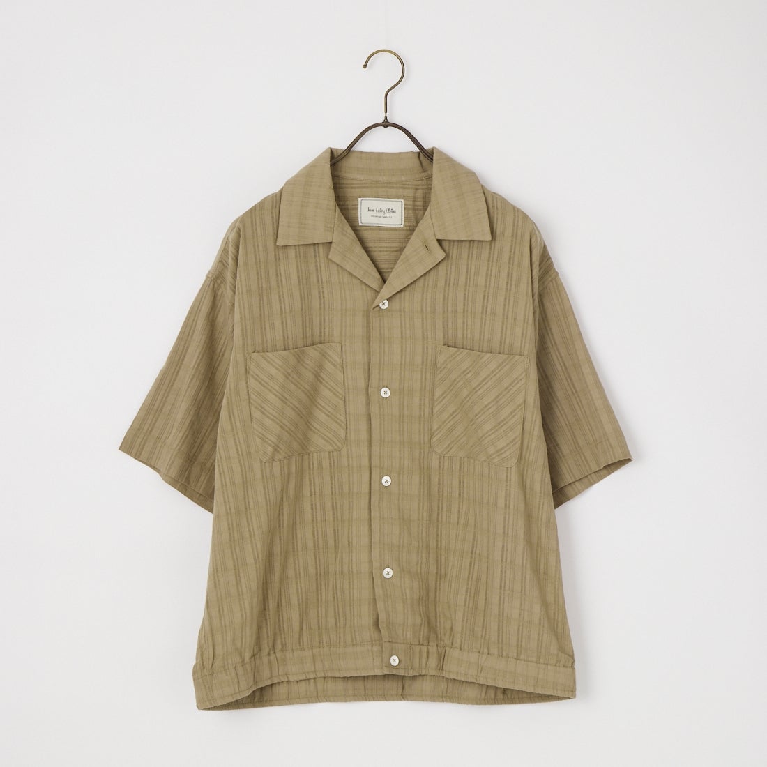 Jeans Factory Clothes [ジーンズファクトリークローズ] シアーエラスティックヘムオープンカラーシャツ [JFC-262-044] BEIGE
