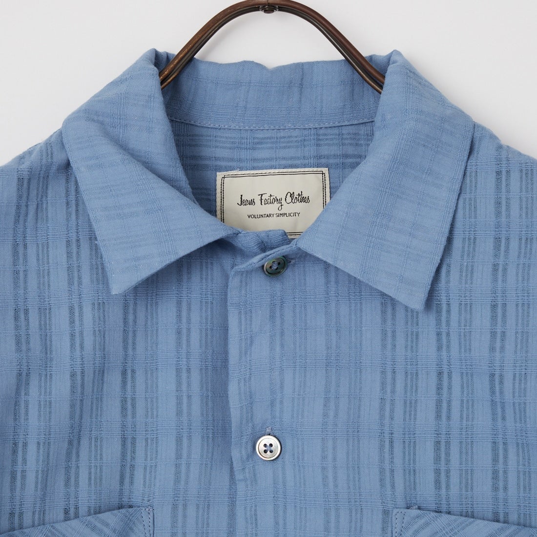 Jeans Factory Clothes [ジーンズファクトリークローズ] シアーエラスティックヘムオープンカラーシャツ [JFC-262-044] BLUE