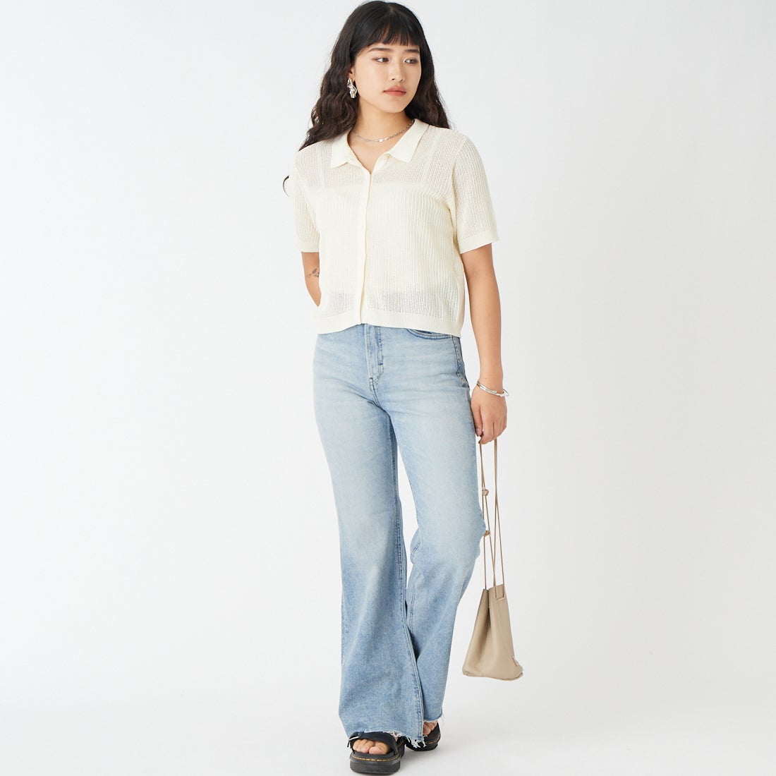 YANUK [ヤヌーク] フレアデニム CLAIRE [57161331] CVS &&モデル身長：162cm 着用サイズ：22&&
