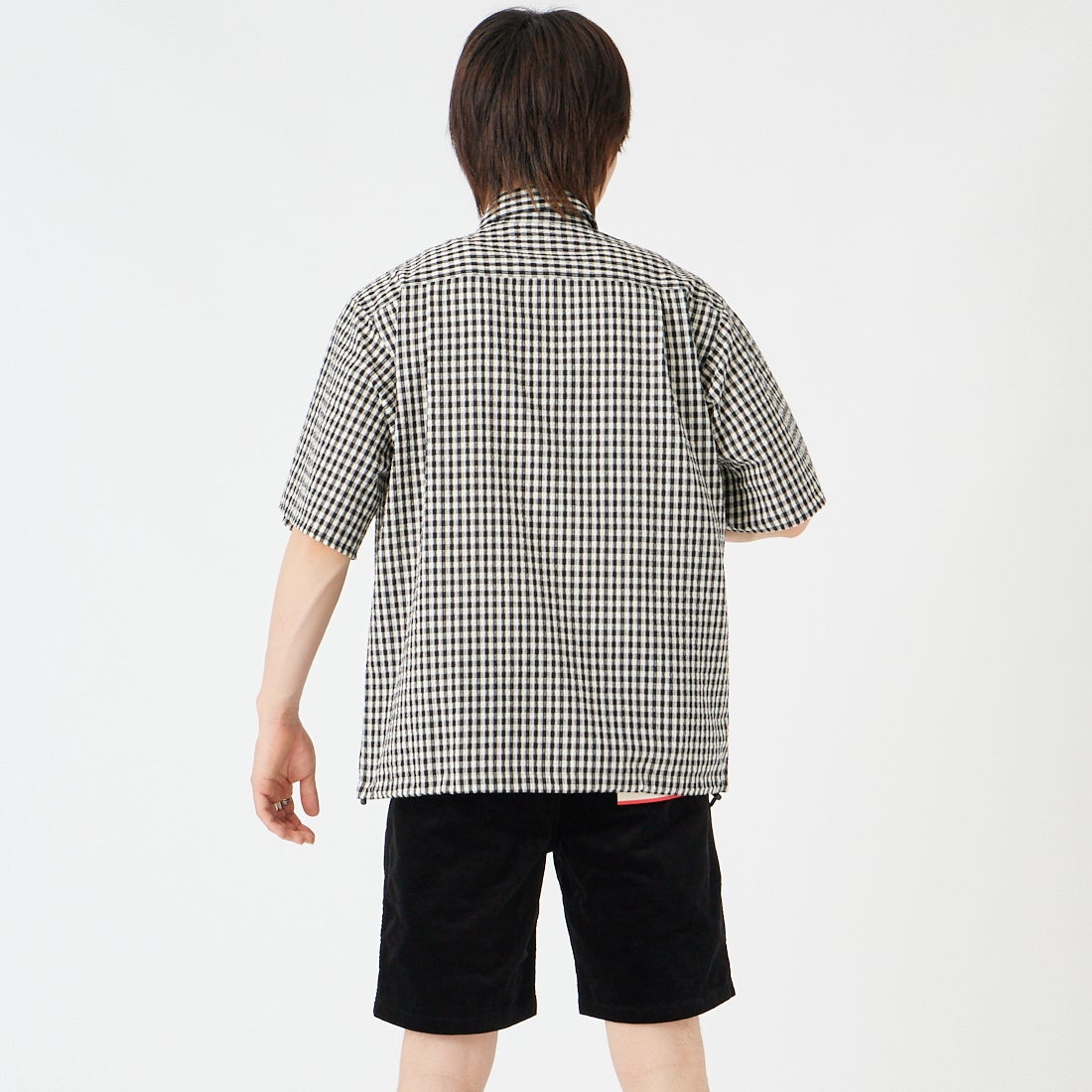 Jeans Factory Clothes [ジーンズファクトリークローズ] シアサッカードロストシャツ [JFC-262-017] BK.GNGM CK &&モデル身長：177cm 着用サイズ：M&&