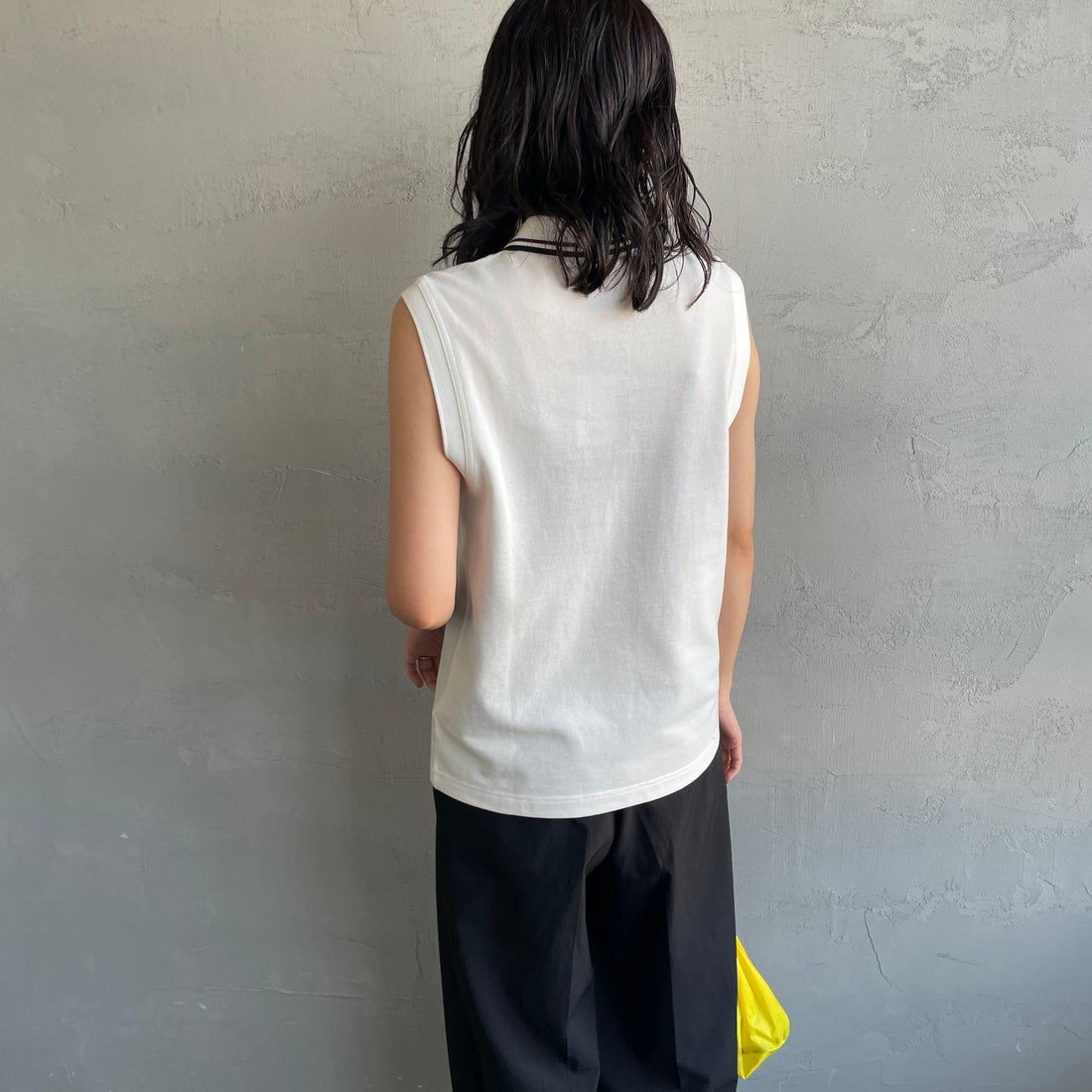 FRED PERRY [フレッドペリー] スリーブレスポロシャツ [G7200] 19C SNOW W &&モデル身長：160cm 着用サイズ：10&&