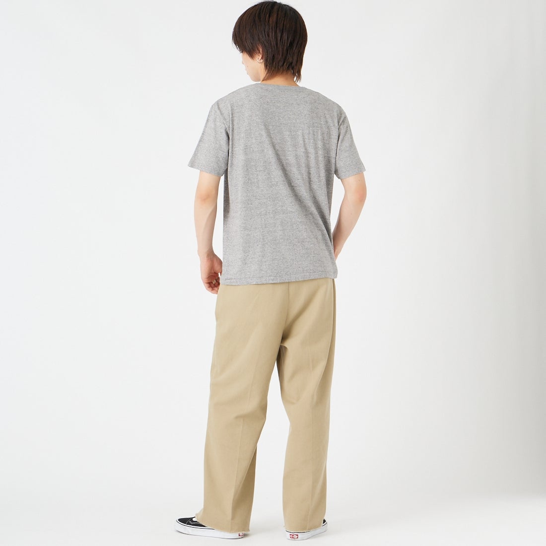 Health knit [ヘルスニット] トンプキンス ヘンリーネックショートスリーブTシャツ [212] H.GRAY &&モデル身長：177cm 着用サイズ：M&&