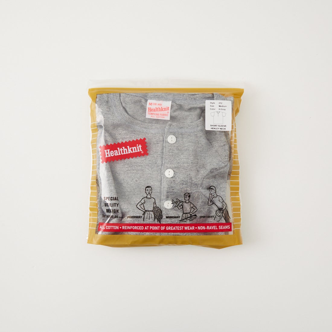 Health knit [ヘルスニット] トンプキンス ヘンリーネックショートスリーブTシャツ [212] H.GRAY