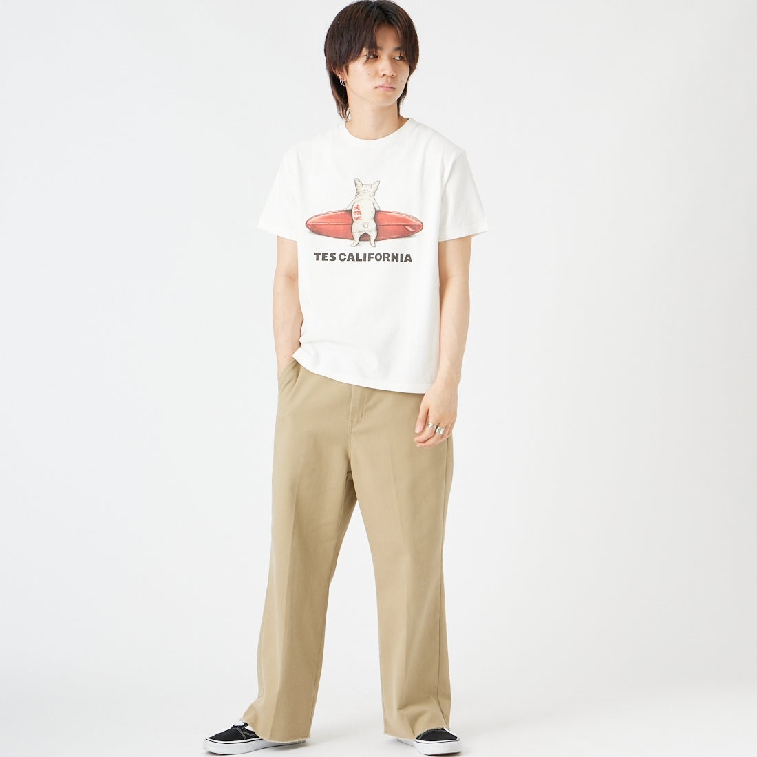 The Endless Summer [エンドレスサマー] BUHI サーファーTシャツ [FH-26574345] 07 WHITE &&モデル身長：177cm 着用サイズ：M&&