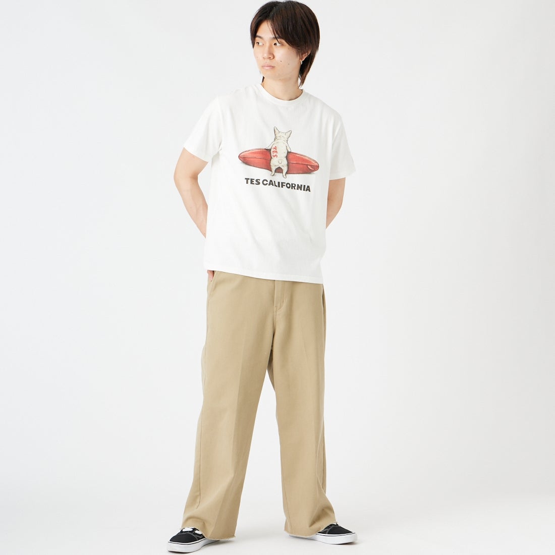 The Endless Summer [エンドレスサマー] BUHI サーファーTシャツ [FH-26574345] 07 WHITE &&モデル身長：177cm 着用サイズ：M&&